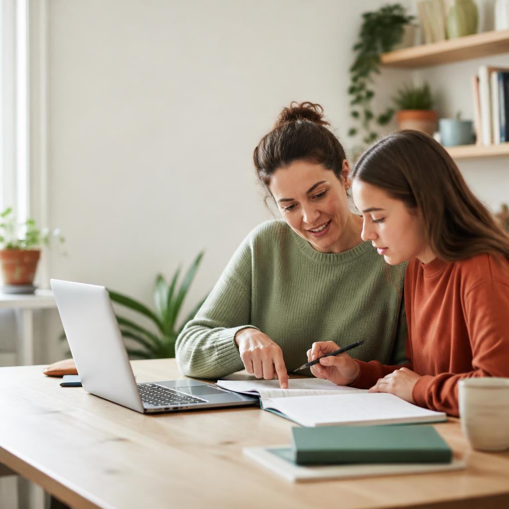 A tutor and student working together at a study desk